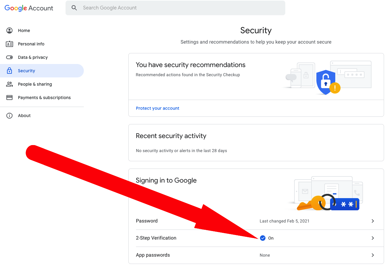 Google Account 2-Step Verification dviejų žingsnių patvirtinimas